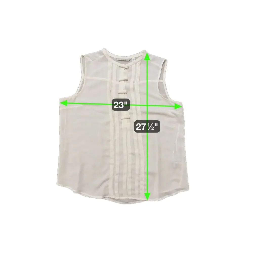 LC Coquette Bow Button Sleeveless Blouse Size XL White Preppy Soft Old Money - Picture 8 of 8